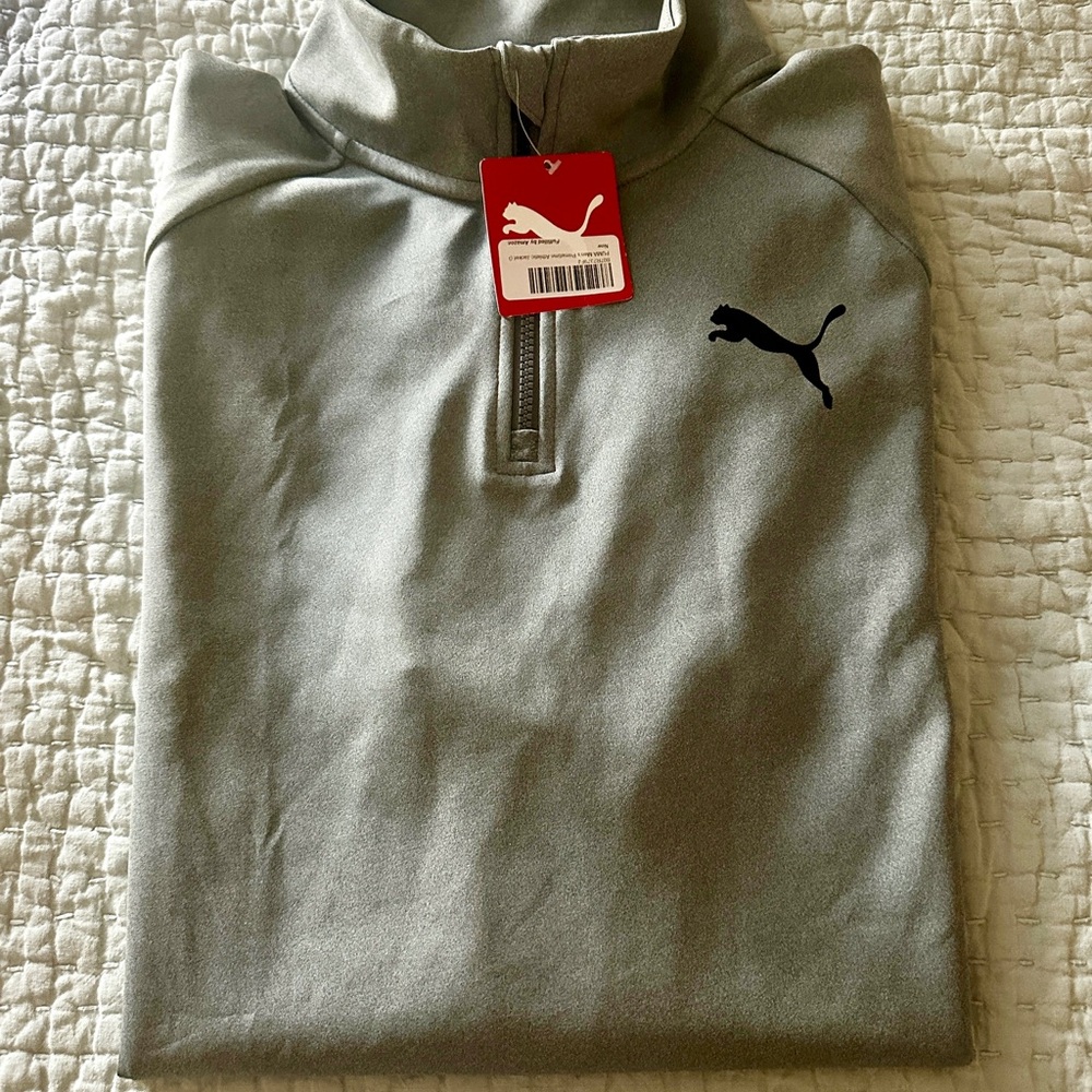 Puma Light Gray 3/4 Zip Pull Over NWT